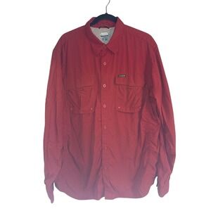 Columbia Titanium Mens Outdoor Red Long Sleeve Button Up Fishing Shirt‎  XL